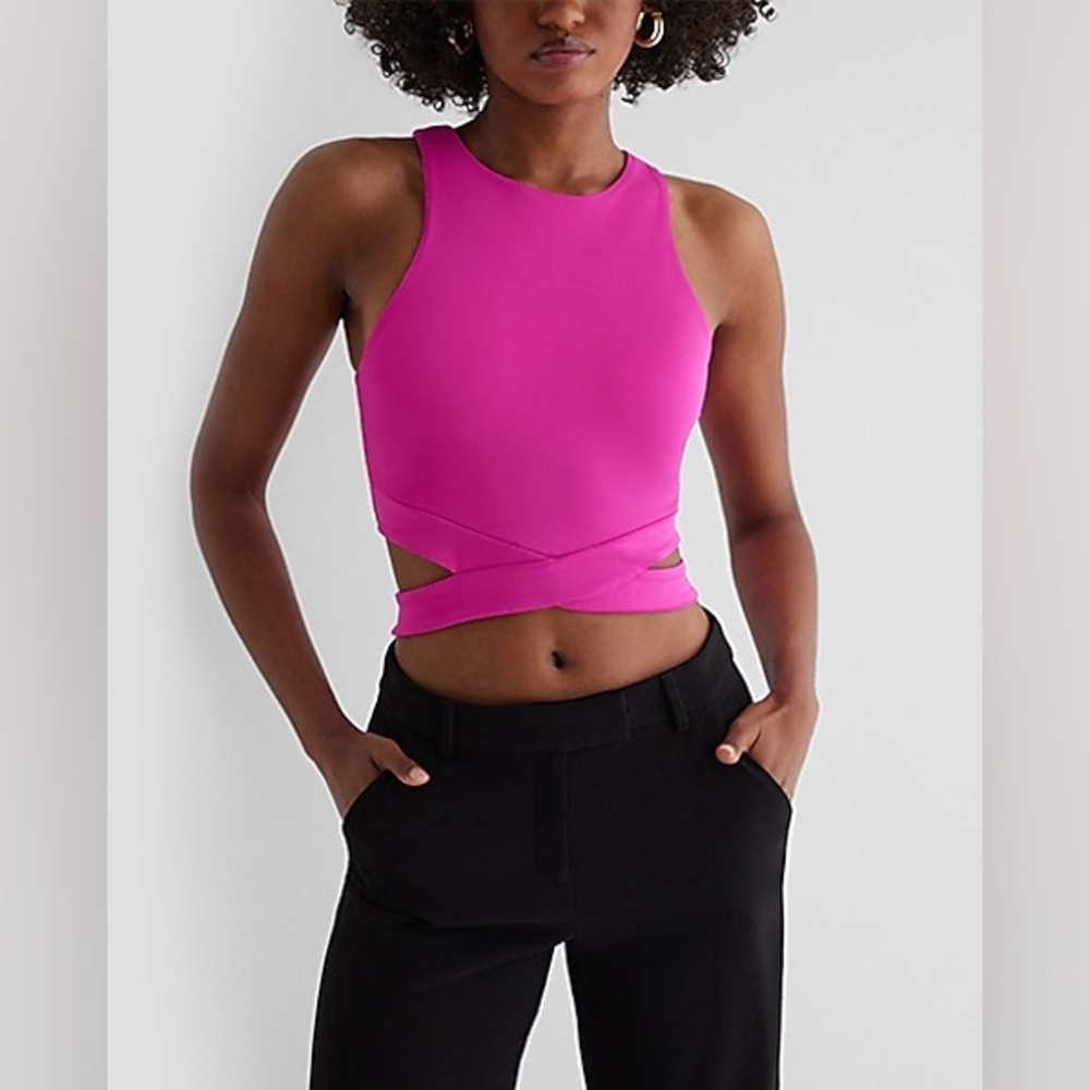 Express NWT Body Contour High Compression High Neck Cutout Cropped Tank Size XL
